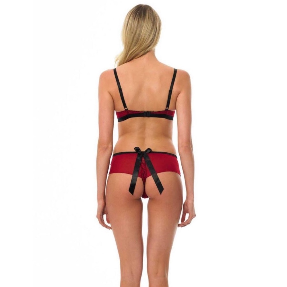 BLUEBELLA Eloise Brazilian Satin Bows Chiffon & Lace Thong Panties US Sz L NWT - Picture 7 of 16